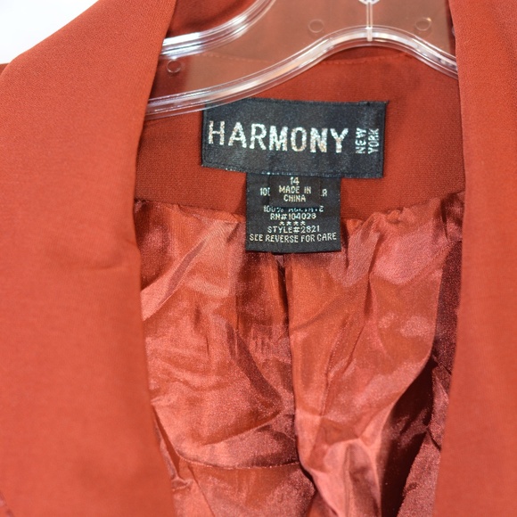 Beaded/Embellished Rust Coloured Special Occasion 2 pc suit SZ 14 Harmony NY NWT - Picture 10 of 11